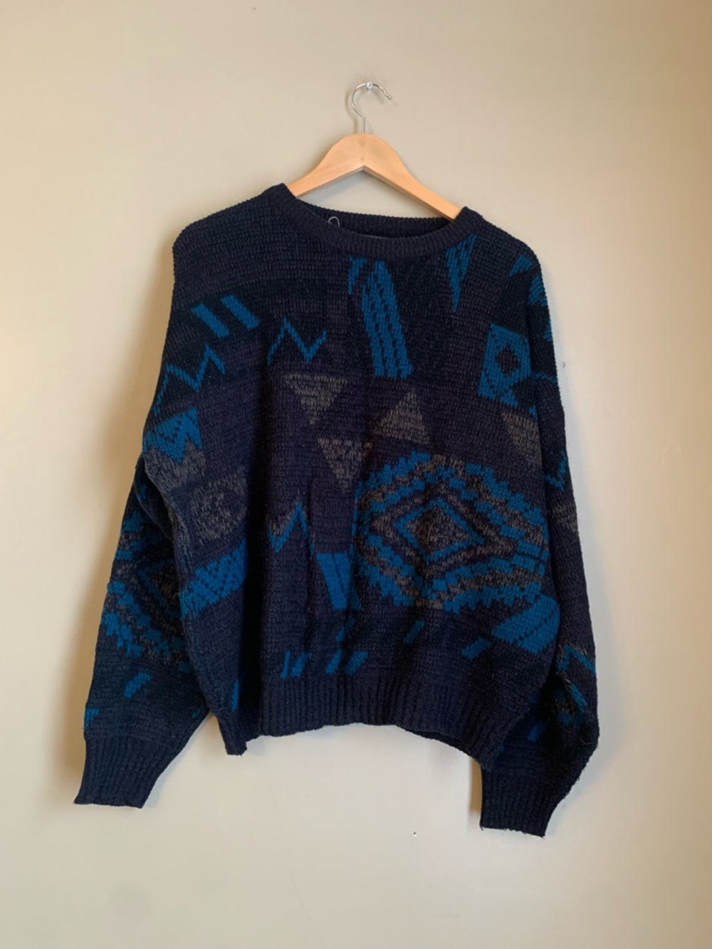 Vtg  Sir William Sweater MensLarge Geometric 90’s 80’s Cosby Grandpa Acrylic